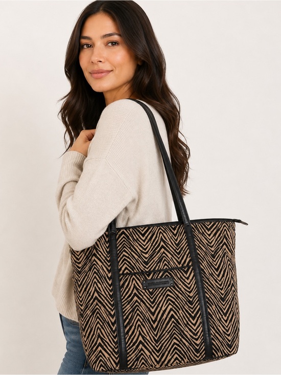 Vera Bradley Handbags - Vera Bradley Black and Tan Zebra-Print Tote